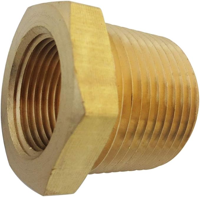 1" NPT Male x 3/4" NPT Female Reducer Bushing Adapter Brass Hex Reducing Pipe - Image 3