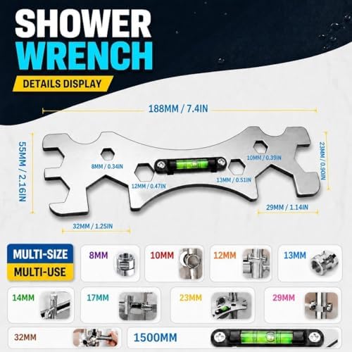 7-Piece Plumbing Tool Kit: 14-in-1 Multi-Function Wrench + 2-Axis 7-Profile - Image 3