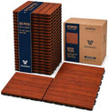 30 PCS Interlocking Deck Tiles, Striped Pattern 12"x12" Acacia Wood Outdoor by Unknown