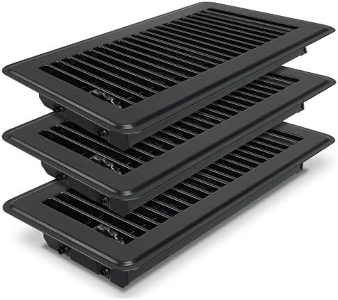 4 x 10 Floor Register, 3 Pack Black Steel Floor Vent Covers by BYEWIRE