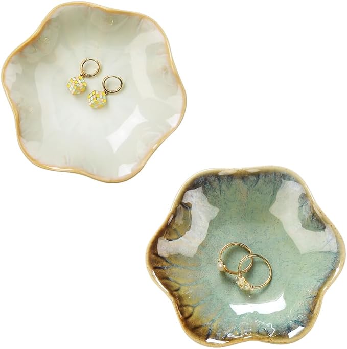JAMEND CLXP Lotus Leaf Shape Ring Holder Dish, Small Key Bowl, Ceramic Trinket - Image 7