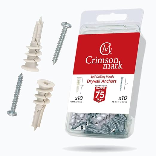 120Pcs #8 Self Drilling Drywall Anchors and Screws Kit | #8 x 1-1/4" Superb by CrimsonMark