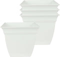 The HC Companies Eclipse Square Planter Pot, 6 Inch, Attached Saucer, Drainage by TheHCCompanies