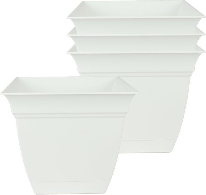 The HC Companies Eclipse Square Planter Pot, 6 Inch, Attached Saucer, Drainage by TheHCCompanies