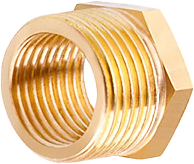 10Pcs Brass Reducer Hex Bushing 3/8" NPT Male x 1/4" NPT Female Threaded Pipe - Image 2