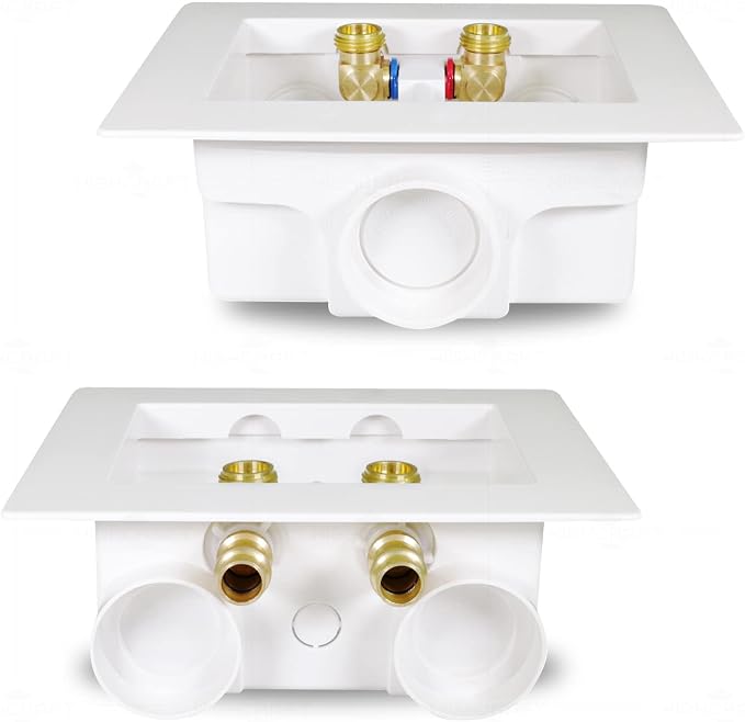 Highcraft Washing Machine Outlet Box Dual Drain, 1/2" Press Connection Valve - Image 4