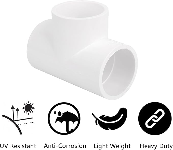 5Pack 1-1/4" PVC Tee 3 Way PVC Pipe Fittings Connector Furniture Grade SCH40 - Image 4