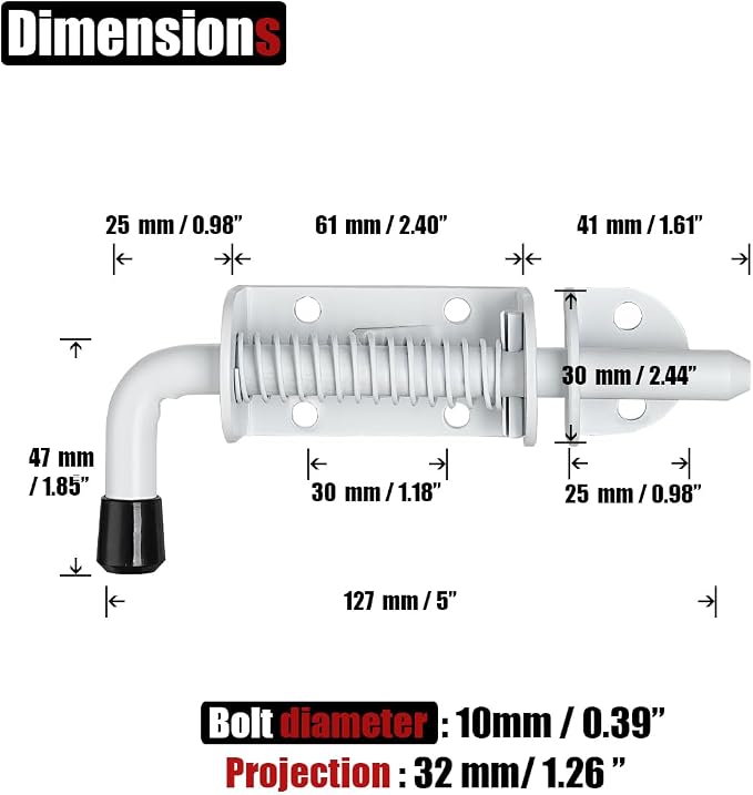 JQK Spring Loaded Latch Pin, 304 Stainless Steel Barrel Bolt Thickened 2mm Door - Image 2