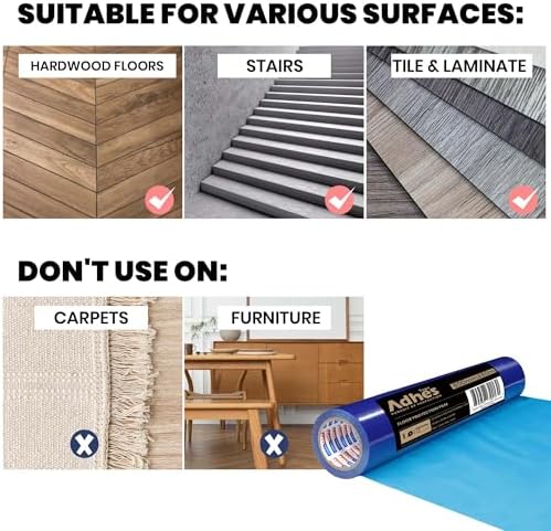 ADHES Floor Protection Film 24” x 200’ Self Adhesive Floor Protector - Image 5