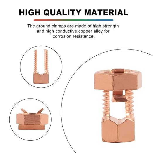 6PCS Split Bolt Connector Copper Grounding Clamps - Image 2