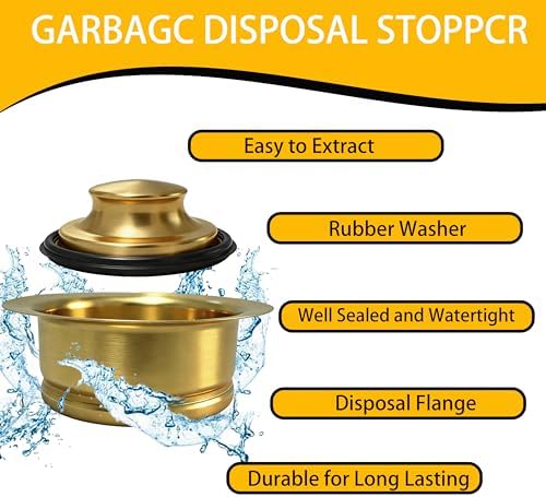 Garbage Disposal Flange with Stopper, 3-1/2" Sink Drain, Brushed Gold - Image 4