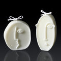 Roowest 2 Pcs Shaped Candles Cool Candles Aesthetic Weird Face Geometric White by Roowest