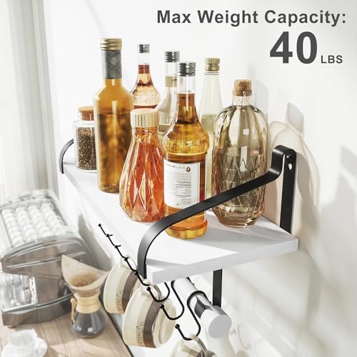 Love-KANKEI 17.3" Floating Wall Shelf Solid Wood/Bracket, Coffee Bar - Image 5