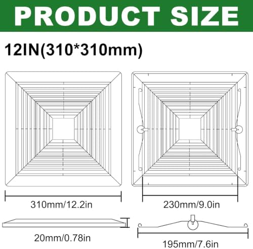 Bathroom Exhaust Fan Cover 12x12 Vent Cover - Image 2