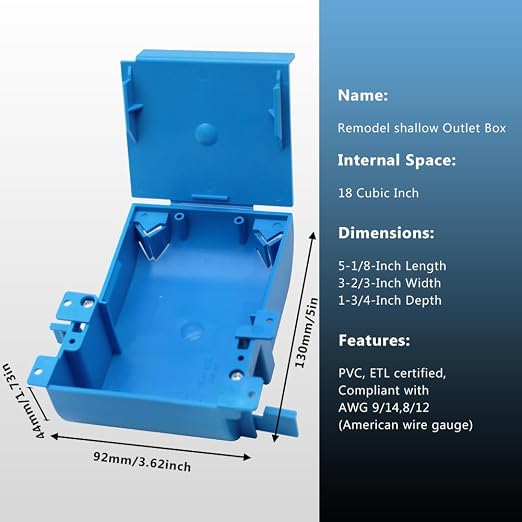 Blue Single Gang Shallow Old Work Box - Image 4