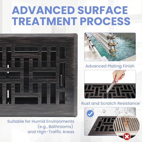 Howeall 4x8 Inches 2 Pack Heavy Duty Walkable Floor Register Easy Adjust Air - Image 3