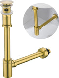 Brass Round Bottle P-Trap with Pop Up Drain Stopper with Overflow, 1 1/4 by SEABEFORE