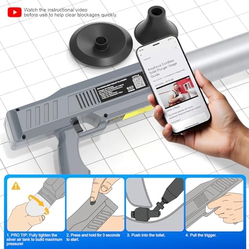 Electric Toilet Plunger, Heavy-Duty Clog Remover, Dark Gray - Image 5