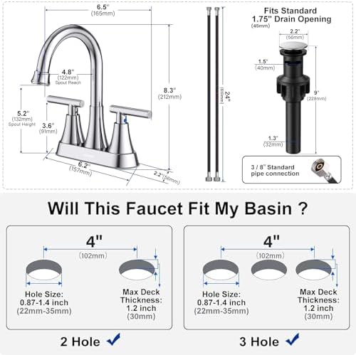 Bathroom Faucets, Hurran 4 inch Centerset 2-Handle Lead-Free - Image 5
