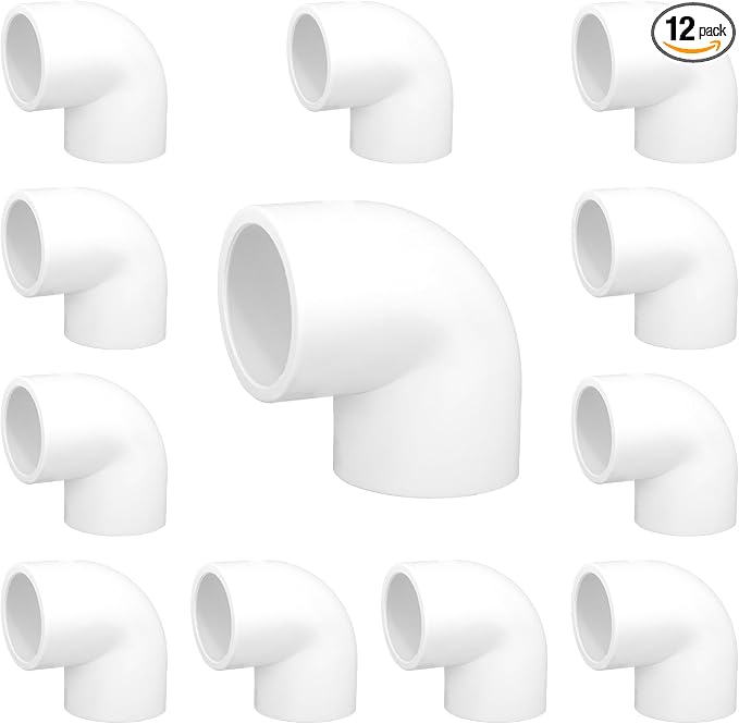 12 Pack 1 inch 90 Degree PVC Elbow Pipe Fittings, 2 Way Right Angle Furniture by TianTianUp