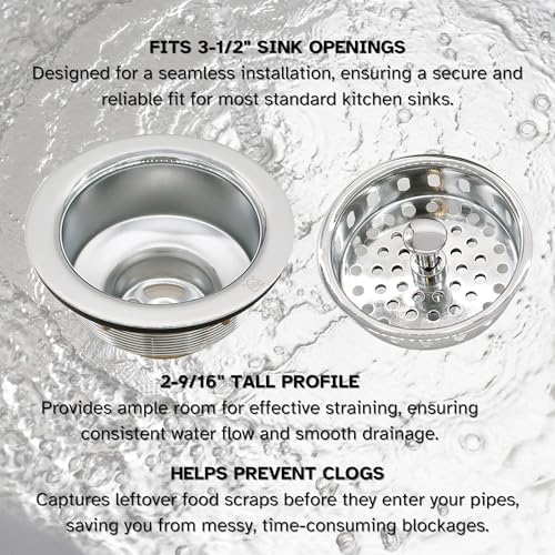 Westbrass A2165-05 4-1/4" OD Post Style Large Kitchen Basket Strainer - Image 6
