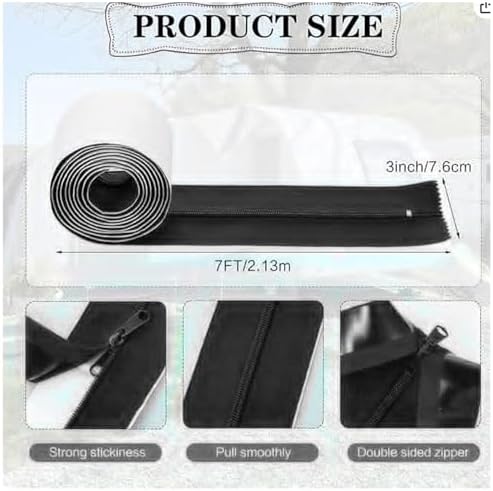Pssopp 2pcs Nylon Double Side Indoor Outdoor Dust Barriers Peel Stick Zipper - Image 3