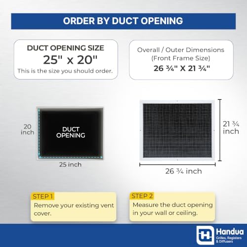 Fits 25x20 and 20x25 Duct Opening | Aluminum Eggcrate Return Air Grille | Low - Image 2