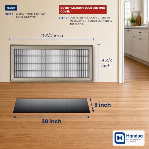 Fits 8x20 and 20x8 Duct Opening | Return Air Floor Grille by Handua | Walkable - Image 2