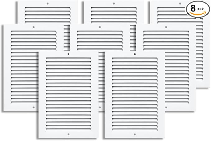 4x10 Air Return Vent Cover, Solid Steel White, 8 Pack by SierraGrates