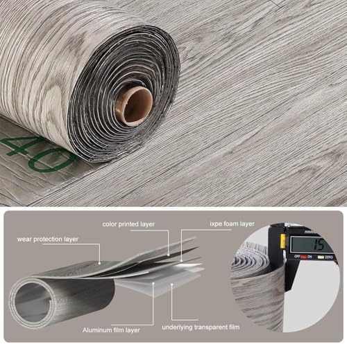 3D Peel and Stick Vinyl Floor Tile Roll Wood Plank Sticker 15.75"x 79"/8.6 Sq.Ft - Image 5