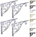 Shelf Brackets 8 Inch 4PCS Heavy Duty Polished Chrome Wall Bracket Baroque by khtumeware