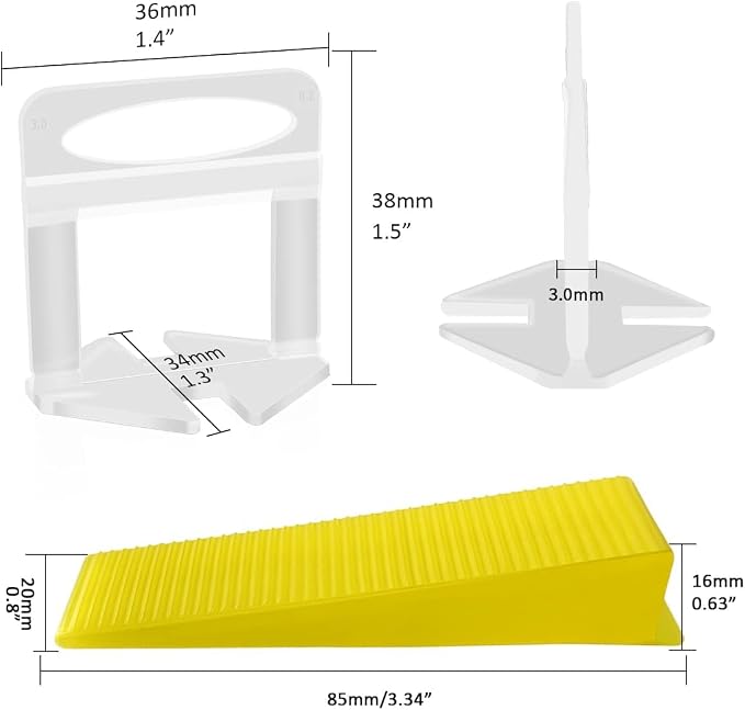 DGSL Tile Leveling System with Plier, 3000 Tile Spacers 1/8" and 100 Wedges | - Image 2
