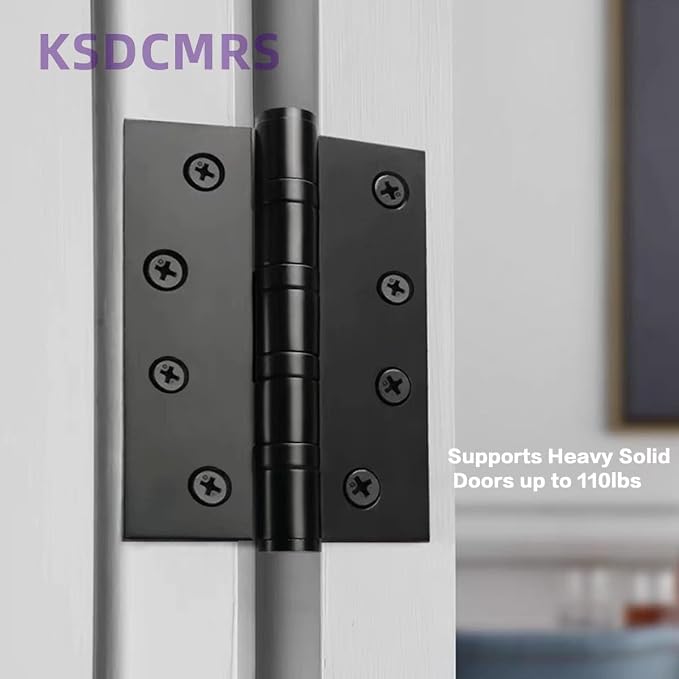 4" Black Heavy Duty Ball Bearing Door Hinges, 4 Pack | Stainless steel 101.6mm - Image 6