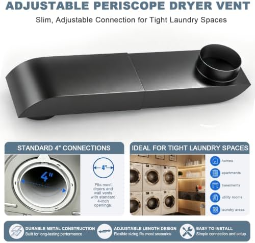 4" Periscope Dryer Vent Kit, 9.5"-14.5" Adjustable Stainless Steel - Image 5