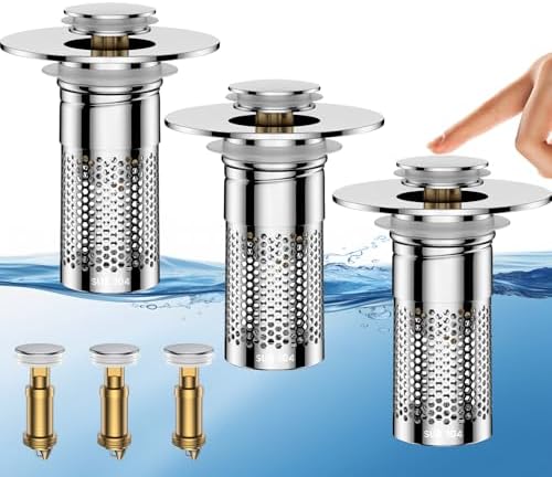 Bathroom Sink Drain Strainer, Universal Pop-Up Sink Stopper Hair Catcher by Mengine