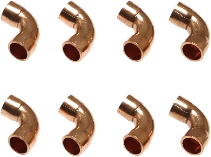 RLECS 8PCS 1/4" Copper Elbow Pipe Fittings, 90 Degree, HVAC & Refrigeration by Unknown