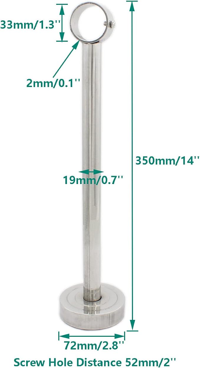 2 Pack Ceiling Mount Bracket, Stainless Steel Wardrobe Pipe Bracket Rod Holder - Image 2