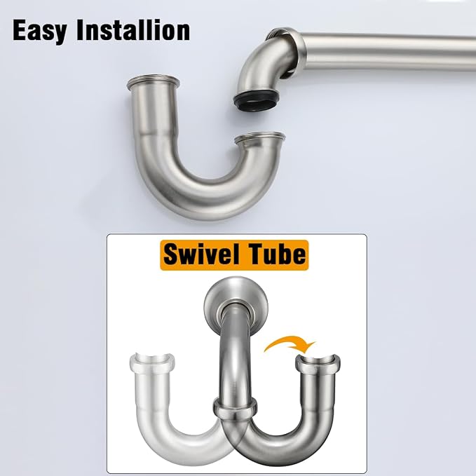 RANDOM Brass P Trap with Pop Up Drain Stopper Kit Without Overflow, Brushed - Image 5