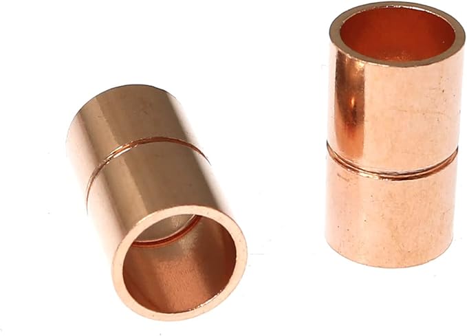 RLECS 8pcs Straight Copper Coupling Rolled Tube Stop Pipe Fitting 5/16 Inch ID - Image 2