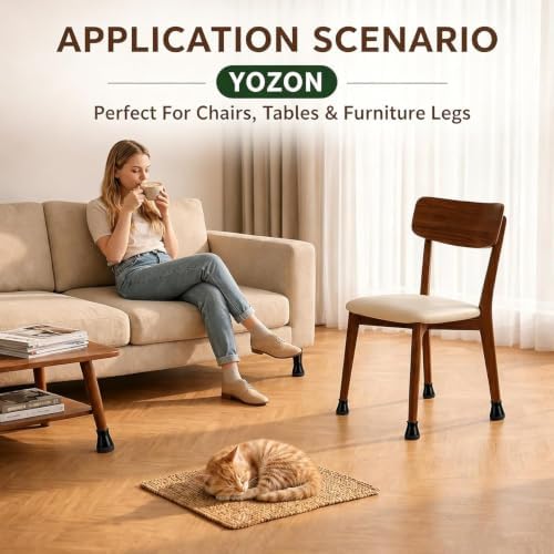 YOZON Chair Leg Floor Protectors Silicone Caps Felt Strengthen Bottom - Image 6