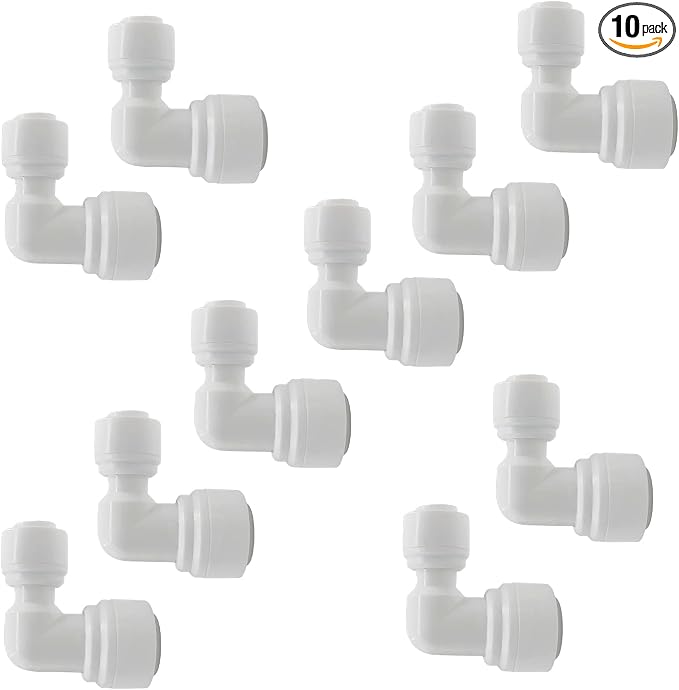 10 PCS 1/4" X 3/8" OD Elbow Push Fit Connector, 90-Degree Quick Connect Tube by Unknown