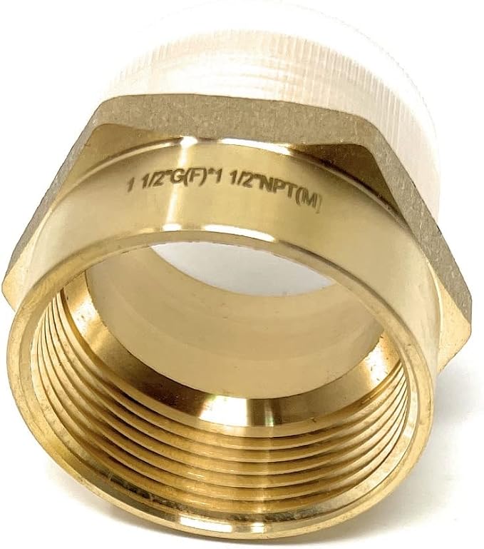 Cascada 1 1/2" G Thread Female to 1 1/2" NPT Thread Male Pipe Fitting Adapter - Image 7
