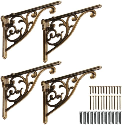 Khtumeware Ornate Decorative Shelf Brackets, 12 inch Big wall Mounted Shelving by khtumeware