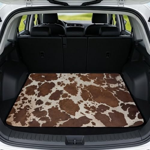 Cow Brown Camping Trunk Mat 29"x39" by Darisoco