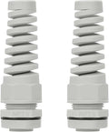 2Pcs NPT 1/2" IP68 Waterproof Cable Gland Flex Spiral Strain Relief Grey Nylon by LeMotech