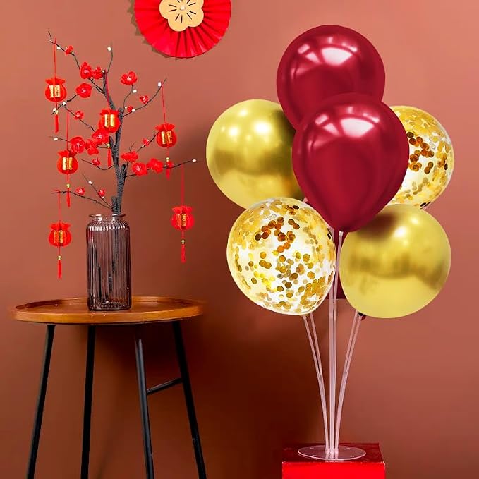 ZJDHPTY 4Set Red Gold Balloon Stand Table Centerpieces Party Decor | Christmas - Image 4