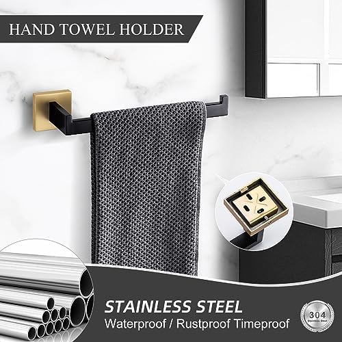 TURS 4-Piece Bathroom Hardware Set Brushed Gold and Black Towel Bar Set Include - Image 4
