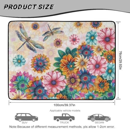 Floral Dragonfly Car Trunk Mat Universal Fit 29"x39" - Image 7