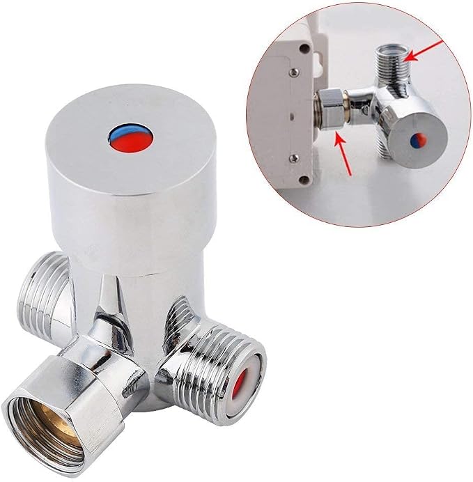 G1/2 Hot Cold Water Mixing Valve 3 Ways Solid Brass Thermostatic Mixer - Image 2