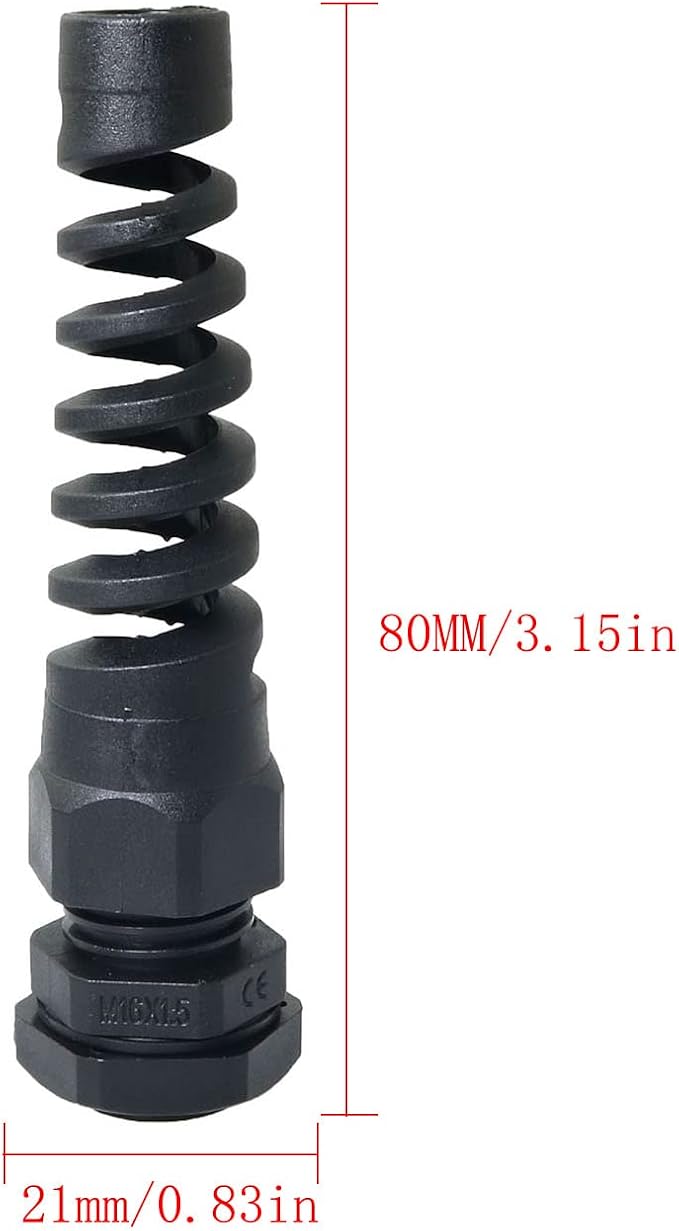 RLECS 2pcs Waterproof Cable Gland 16mm 5/8" Plastic Joint M16 Nylon Cable Seal - Image 3